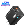 Bloc de chargeur USB C, bloc de charge rapide 45W PD 3.0, chargeur mural de Type C, adaptateur de chargeur GaN de voyage pliable
