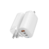 Chargeur mural GaN 3 ports 66 W à conversion personnalisée, 2 adaptateurs de charge rapide USB-C, 1 x adaptateur de prise de voyage USB-A Quick Charge 3.0 65 W GaN avec prises UK, EU, AU et US