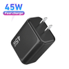 Bloc de chargeur USB C, bloc de charge rapide 45W PD 3.0, chargeur mural de Type C, adaptateur de chargeur GaN de voyage pliable