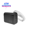 Chargeur ultra rapide 45 W double ports, prise pliable, chargeur GaN compact