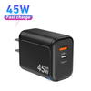 Bloc de chargeur USB C, bloc de charge rapide 45W PD 3.0, chargeur mural de Type C, adaptateur de chargeur GaN de voyage pliable