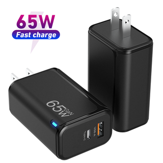 Bloc de chargeur USB C 65W PD 3.0 GaN, adaptateur de chargeur rapide PPS, chargeur mural pliable à 2 ports 1A1C 