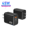 Bloc de chargeur USB C, bloc de charge rapide 45W PD 3.0, chargeur mural de Type C, adaptateur de chargeur GaN de voyage pliable