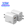 Chargeur mural GaN USB C 33W PD 30W + QC 4.0 PPS, bloc de charge ultra rapide avec affichage en watts et prise pliable, adaptateur d'alimentation de Port type-c 