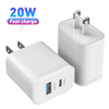 Chargeur USB C, chargeur rapide pour iPhone 20 W PD, chargeur pliable à double port de type C