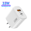 Chargeur mural GaN USB C 33W PD 30W + QC 4.0 PPS, bloc de charge ultra rapide avec affichage en watts et prise pliable, adaptateur d'alimentation de Port type-c 