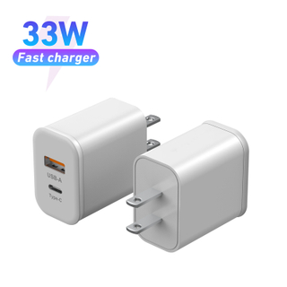 Chargeur mural GaN USB C 33W PD 30W + QC 4.0 PPS, bloc de charge ultra rapide avec affichage en watts et prise pliable, adaptateur d'alimentation de Port type-c 