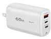 Chargeur mural GaN 3 ports 66 W à conversion personnalisée, 2 adaptateurs de charge rapide USB-C, 1 x adaptateur de prise de voyage USB-A Quick Charge 3.0 65 W GaN avec prises UK, EU, AU et US